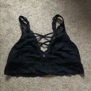 Black lace bralette.